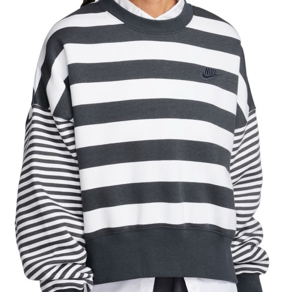 Nike Phoenix Black and White Striped Crewneck